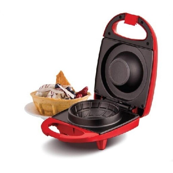 Open Box Rise By Dash Mini Waffle Bowl Maker Non-stick Surfaces, 4.4 inches  Red - Picture 1 of 5